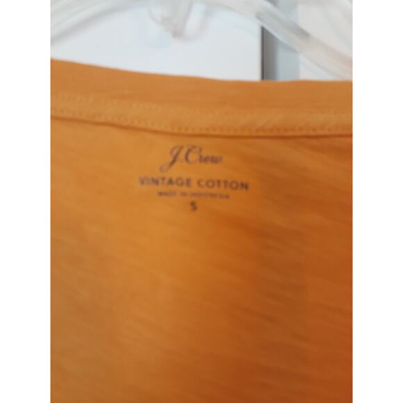 J. Crew Vintage Cotton Orange Short Sleeve V Neck T Shirt S NEW Minimalist - Picture 2 of 5